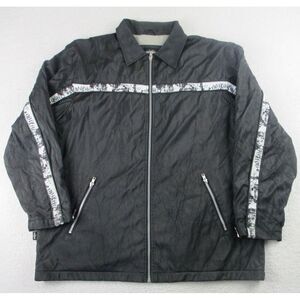 Vintage No Fear‎ Bomber Jacket Mens XL Polyvinyl Black Full Zip RN 110115 *READ*